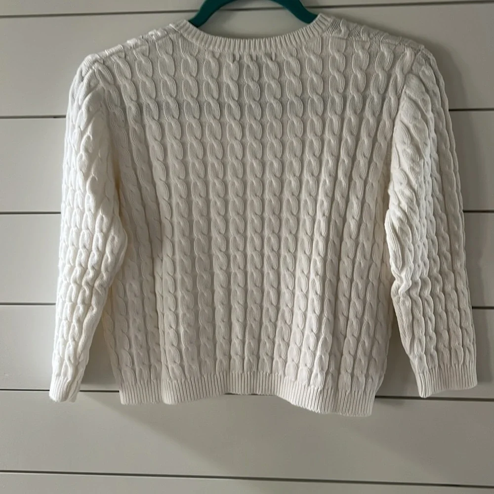 The limited size large 100% cotton white cable knit shrunken sweater - Picture 3 of 4